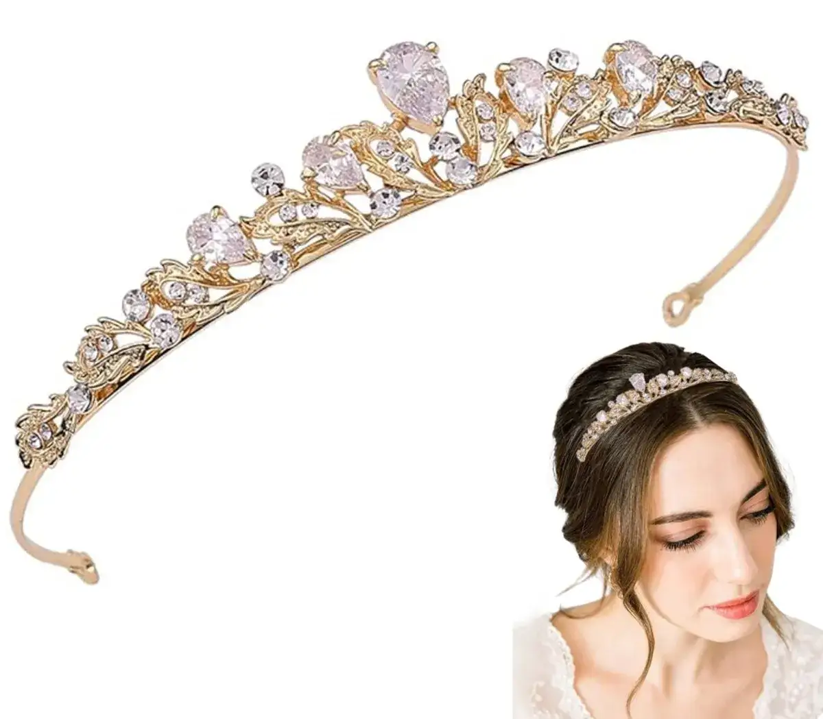 tiara ślubna diadem opaska z kryształkami